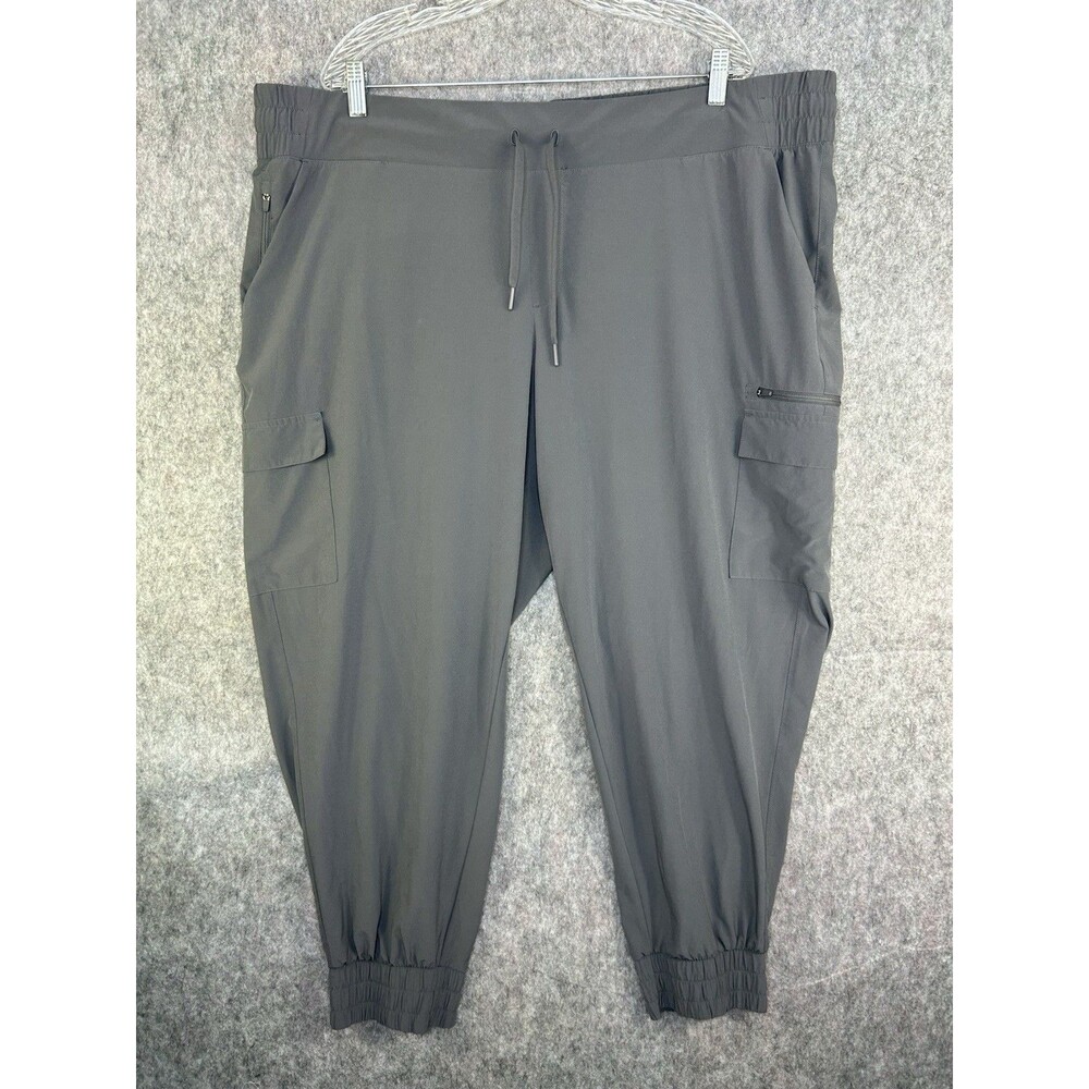 All In Motion Pants Women's 2XL Gray Cargo Jogger Elastic Waist Stretch Pockets